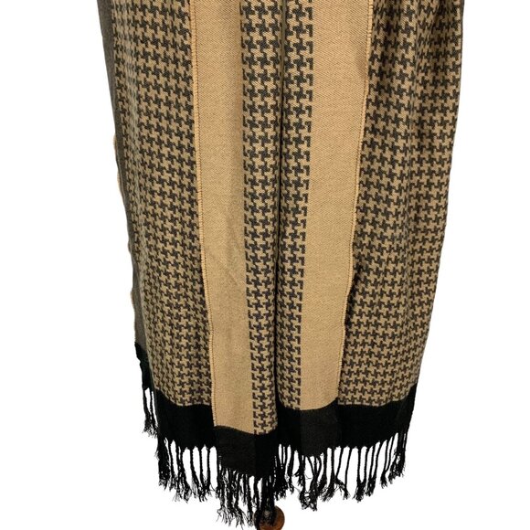 Valentin Fraas Unisex Fringe Scarf Brown Plaid Cozy Winter Blanket Wrap - Picture 3 of 4